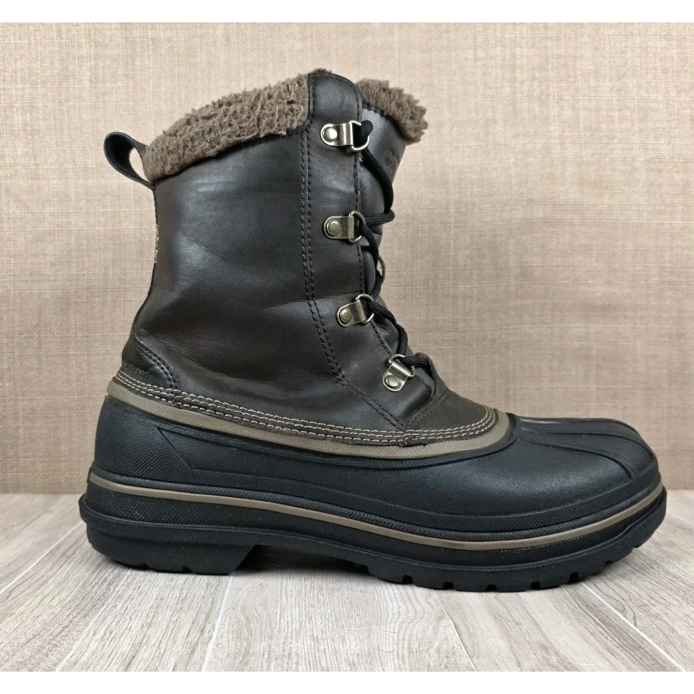 Crocs AllCast II Waterproof Dark Brown Mid Calf Lace‎ Up Snow Boots Men's Size 9